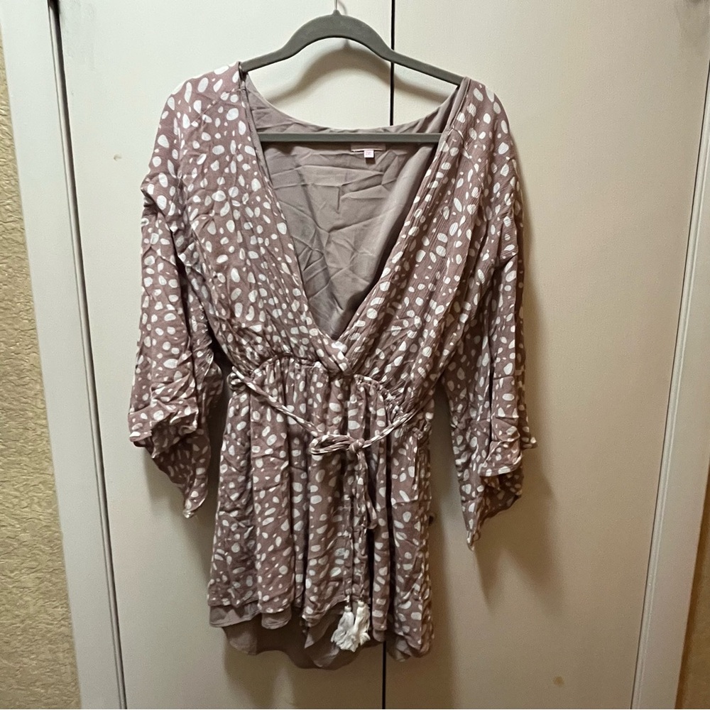 Nude Lily Pink Wrap Blouse with 3/4 Sleeves